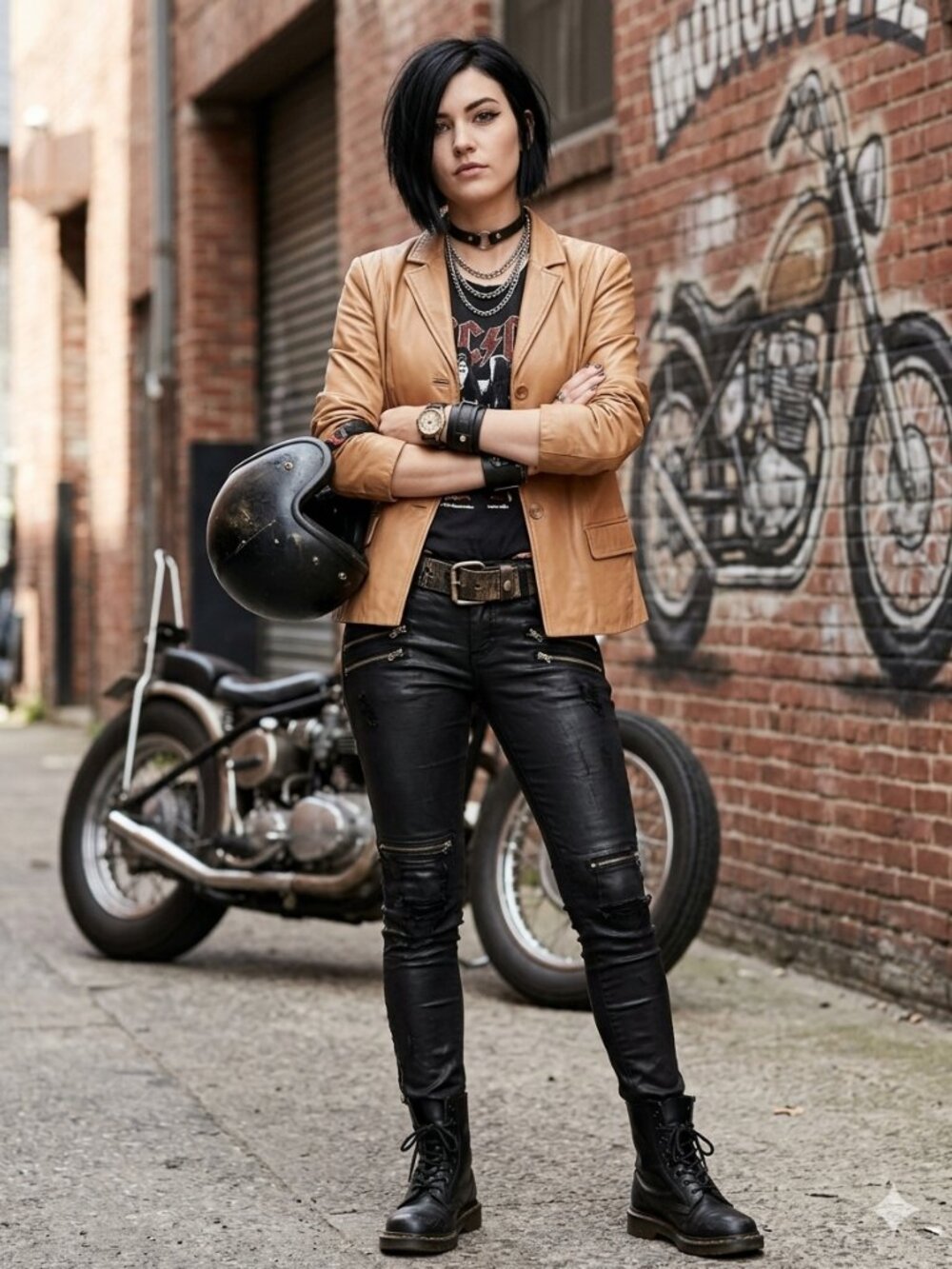 REACTION KENNETH COLE 100% Leather Moto Buttoned Jacket Butter/Tan Women M